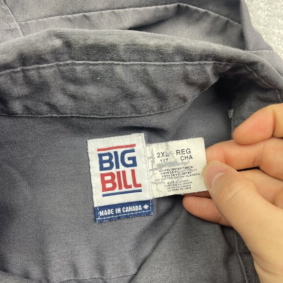 Lot x3 VTG Big Bill Canada Made Work Shirt Men 2XL Grey Long Sleeve Workwear ** - Picture 2 of 16